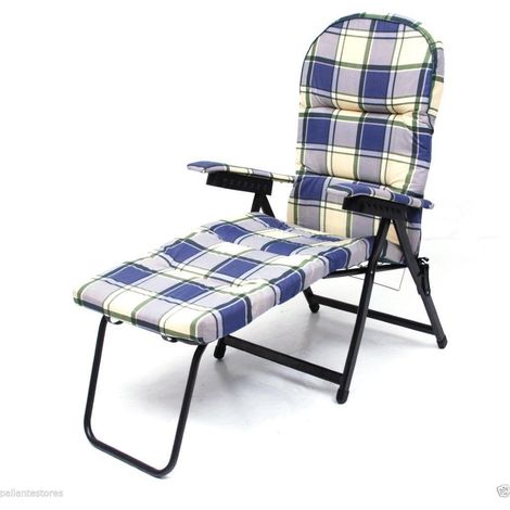 Sedia poltrona sdraio mod Loredana cotone schienale regolabile con piedino (1/2)