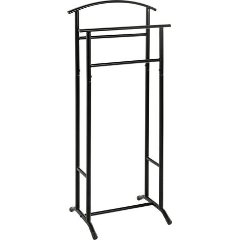 Valet de nuit double en métal Noir - Longueur 48 x Hauteur 107 x Profondeur 36 cm (1/5)