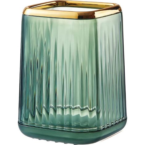 Organisateur Maquillage Vintage, Boîte de Rangement Pinceaux Maquillage en Plastique, Pot Pinceau Maquillage Porte-Stylo, Rangement Coiffeuse pour Chambre, Salle de Bain (Vert) (1/5)