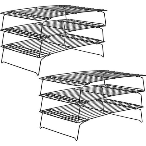 Lot de 2 grilles de refroidissement empilables à 3 étages pour gâteaux 25 x 40 cm - RWCuisine et Ménage / Pâtisserie / Ustensiles de Pâtisserie / Grilles de Refroidissement Cool (1/5)