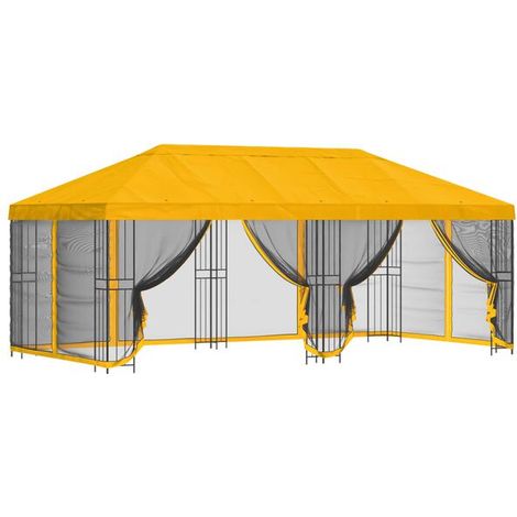Un gazebo avec parois latérales, 6 x 3 en fibre de polyester beige et structure en acier, 190 cm. (1/5)