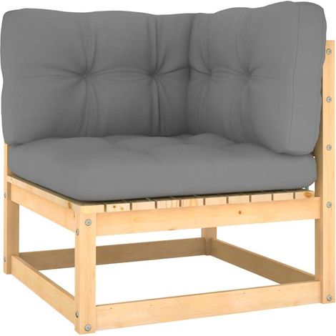 Salon de jardin 2 pcs  Mobilier de jardin avec coussins Bois de pin massif (1/5)