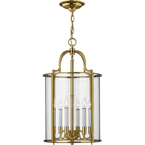 Elstead Gentry - Lanterna da soffitto grande a 6 luci in ottone lucido, attacco E14 (1/3)