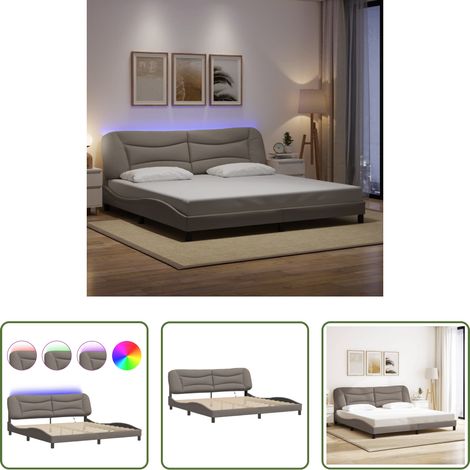 LED-Leuchten -  Bettgestell mit LED ohne Matratze "Hvar" Taupe 200x200 cm Stoff (1/5)