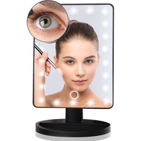 Lighted Mirror, 10X Magnifying LED Makeup Mirror, LED Mirror, USB and Battery Rechargeable, 180° Makeup Mirror, Lighted Magnifying Mirror for Makeup and Shaving (1/4)