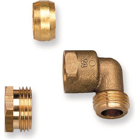 Raccordo curvo ottone MF 1/2" completo di bicono e niples 655102ON1/2 - -  GIUSEPPE TIRINNANZI - -