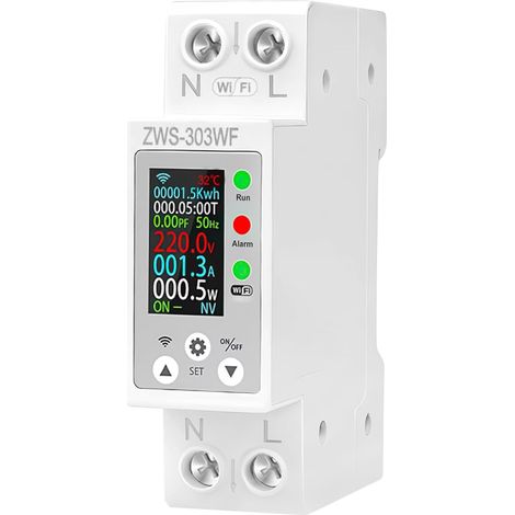 Electric Meter 63A Electric Meter Energy Meters Single Phase AC80-300V Overcurrent Overload Leak Protection ZWS-303WF (1/2)