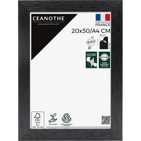 Cadre Photo Noir 20x30 cm et 30x20 cm - Cadre Photo Bois FSC - Convient au Format A4 – Fabriqué en France – Cadre Photo Karma Noir - Verre acrylique Incassable (1/5)