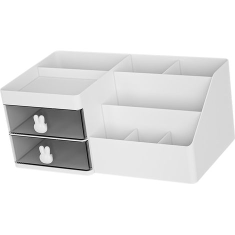 Coffret de rangement cosmétique avec tiroirs, compartiments multiples, en plastique, grande capacité, présentoir à maquillage pour rouges à lèvres et bijoux, blanc (1/5)