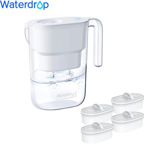 Waterdrop Elfin Fridge Water Filter Jug with 3 Month Filter, 2.5L, Reduces Fluoride, Chlorine and More, NSF Certified, BPA Free, White (With 4 Litre Filters) (1/5)