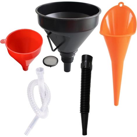 3 Pièces Entonnoir Essence, Entonnoirs multifonctions avec tuyau, Filtre Amovible, Entonnoir à Huile Flexible à Angle Droit, pour le Changement D'huile Kit Entonnoir pour Voiture, Atelier et Maison (1/5)