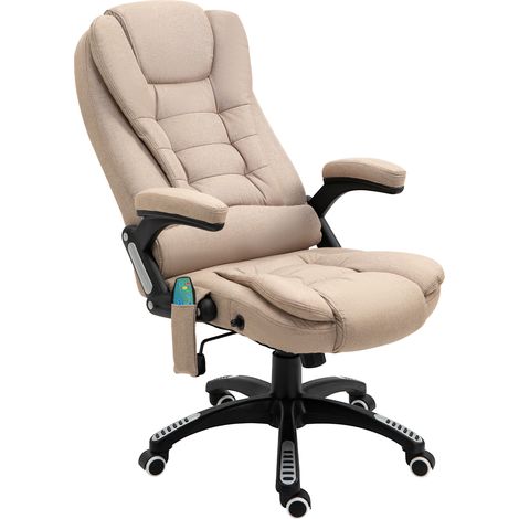 Poltrona ufficio massaggiante ergonomica con riscaldamento, reclinabile, marrone (1/4)