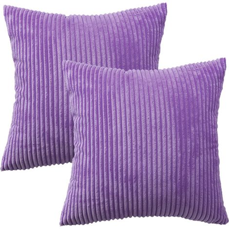 Taie d'oreiller rayée style nordique, couleur unie, velours côtelé, housse de coussin droite en peluche douce