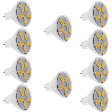 10 ampoules LED MR11 GU4 600 lm 7 W, 15 LED SMD 5630, lumière blanc chaud (1/4)