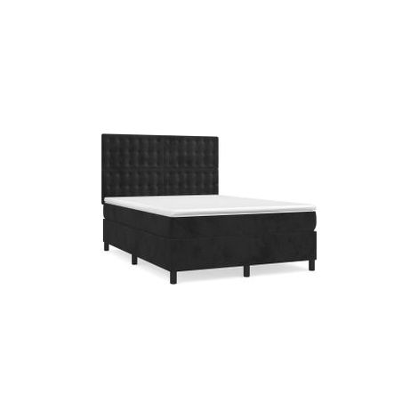 Sommier à lattes de lit avec matelas Noir 140x190 Velours (1/5)