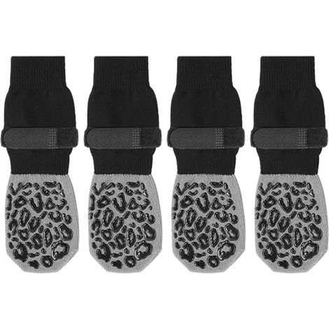 4 chaussettes antidérapantes pour chiens, double face avec bandes adhérentes, tissu polyester respirant, pour intérieur et sols froids ou chauds (1/5)