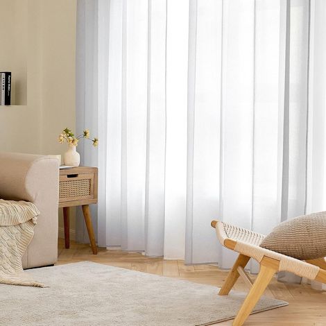 Couleur Pure Rideaux De Fenêtre Transparents Lisse Panneaux Voile Élégant pour Chambre Salon 1 Panneau 228x228cm Gris (1/5)