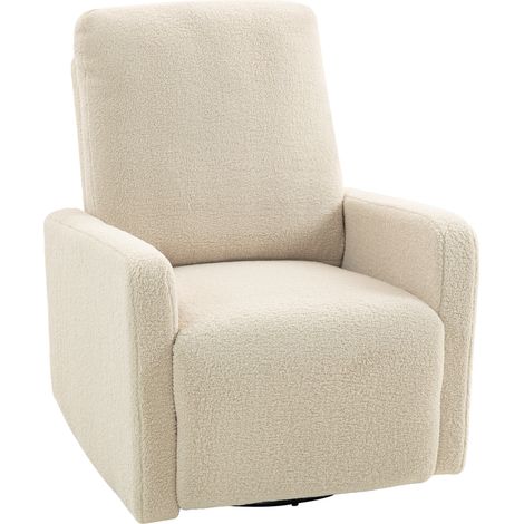 Fauteuil inclinable, pivotant à 360° et basculant, 76 x 94 x 100 cm, beige avec repose-pieds, fauteuil de relaxation (1/5)
