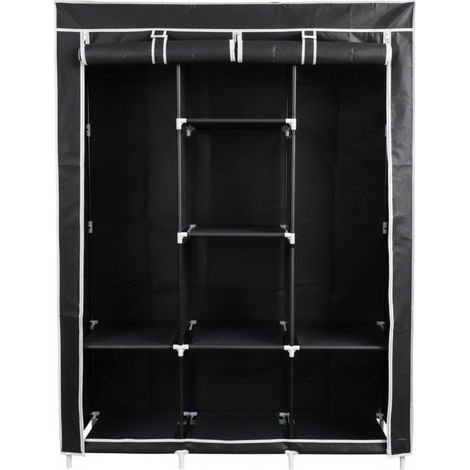 DASCK - Armadio Guardaroba in Tessuto Smontabile 128 x 45 x 170 cm - Nero (1/3)