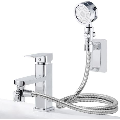 Douchette Lavabo avec Pommeau de Douche, Kit pour Salle de Bain, Flexible pour Nettoyer Évier, Laver Cheveux ou Douche Animaux, Accessoire Robinet, Manuel Inclus (1/5)