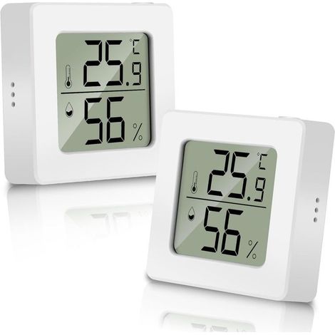 Thermo-hygromètre intérieur numérique, lot de 2, écran LCD, adapté pour salon, bureau, chambre et serre (1/5)