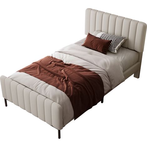 Lit Adulte Lit 160x200 avec Tete de Lit Reglable 6 cm Rembourree 55 cm Cadre et Sommier a Lattes pour Matelas 16 à 22 cm Chambre Coucher (1/5)