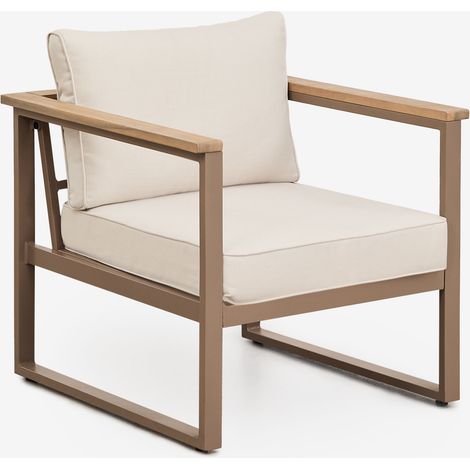 SKLUM Sessel aus Aluminium und Lipov-Akazienholz Moka Braun                                  