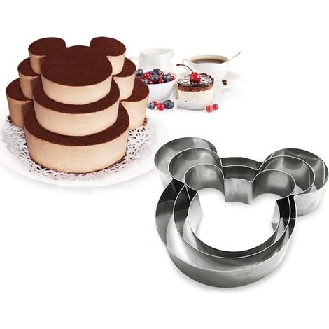 Lot de 3 moules à gâteau d'anniversaire à 3 étages en acier inoxydable 3 tailles pour moules de souris (1/4)