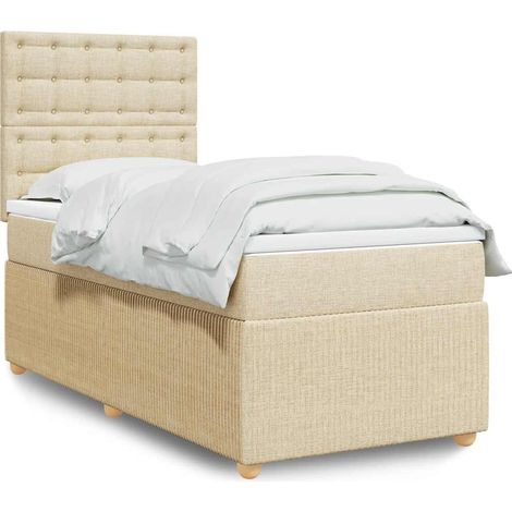 Boxspringbett mit Matratze Creme 90x200 cm Stoff (1/5)