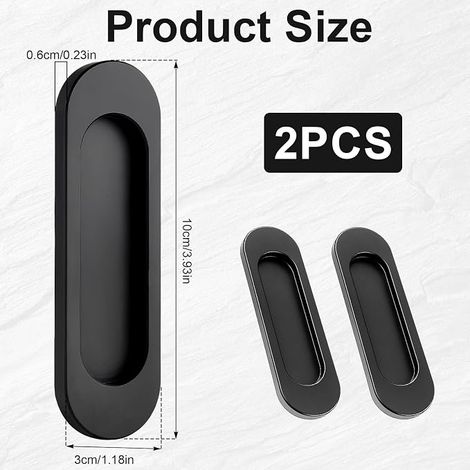 Tirador deslizante ovalado, 2 piezas, 10 cm - Elegante color negro, adhesivo de doble cara (1/5)