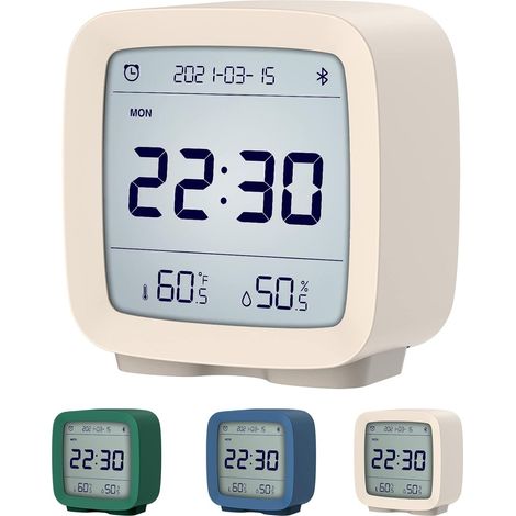 Bluetooth Alarm Clock, Works with Mi Home, Smart Digital App Controlled Clock with Date, Time, Temperature, Humidity, Snooze, 16 Alarms and 10 Ringtones