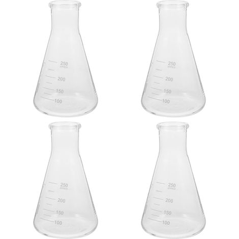 Flacons Coniques en Verre Borosilicate Épaissi sans Odeur Grosse Capacité Lot de 4 pour Expériences en Classe de Chimie et Usage Scolaire (1/5)
