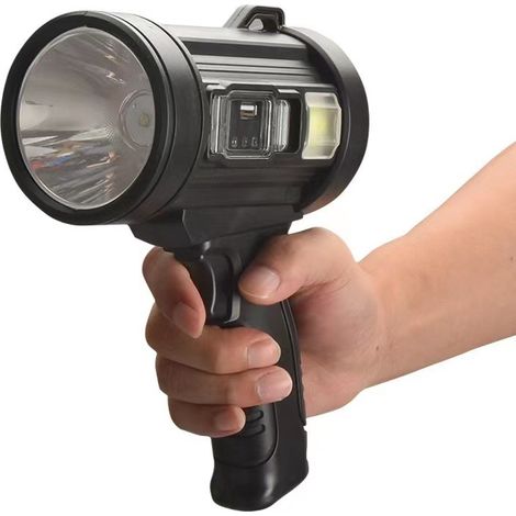 Projecteur LED rechargeable 100 000 lumens grande lampe solaire d'extérieur ultra lumineux avec COB 6 modes étanchéité IPX5 Noir (1/3)