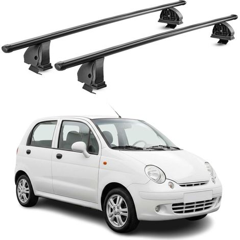 OMAC Stahl Dachträger Querträger Chevrolet Matiz I 1998-2005 – TÜV / DIN 75302:2019 – Abschließbar – Max. 75 kg – 2 Stangen – Schwarz (1/5)