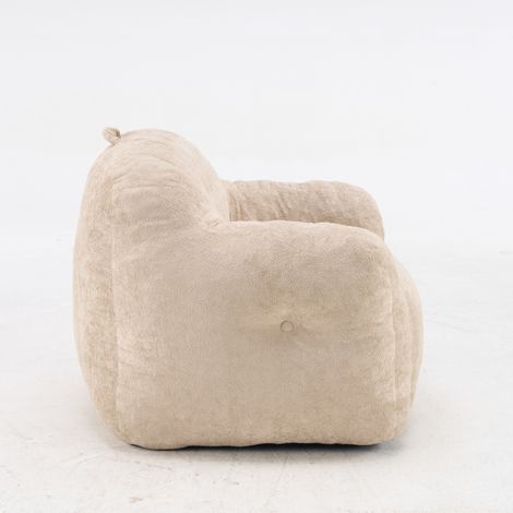 Sillón puff con reposabrazos de piel sintética beige, 95 x 95 x 79 cm, MODENUIT (1/5)