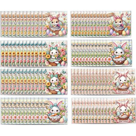 Lot de 100 sachets cadeaux transparents à fermeture éclair pour Pâques, parfaits pour emballer bonbons, chocolats, biscuits et petits jouets. Multicolore. (1/4)