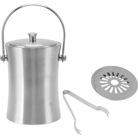 Seau à glace en acier inoxydable en forme de taille, barre à Double paroi de 1l avec séparation du couvercle pour boissons au vin et au Champagne