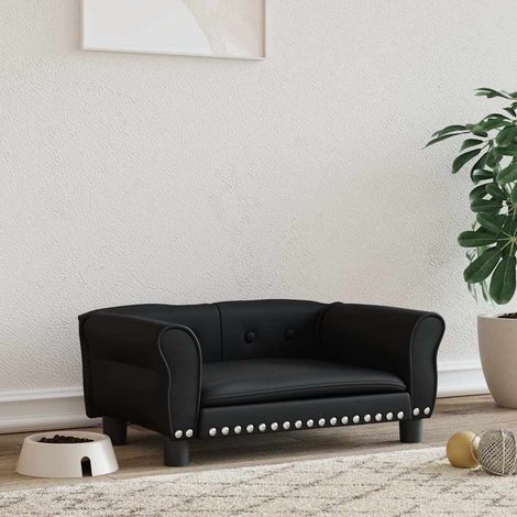 vidaXL Lit pour chien noir 70x45x30 cm similicuir (1/5)