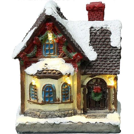 Maison lumineuse de Noël à LED, décoration de table pour village de Noël-10.5X8.5X8CM (1/3)