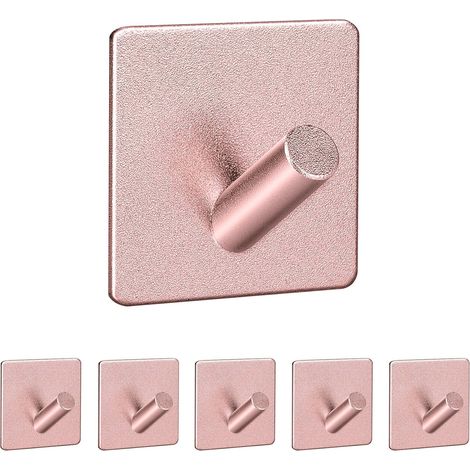 SHINING HOUSE Gancho adhesivo de pared, 6 piezas, 3 m, para baño, cocina, toallero, impermeable, de aleación de aluminio no poroso, color rosa (1/5)