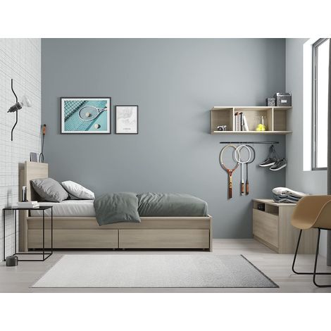 Struttura letto singolo 214x107 cm rovere con due cassettoni - Linz