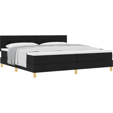 Maison Exclusive - Lit à ressorts avec coussin Noir 200 x 200 cm tissu (1/5)