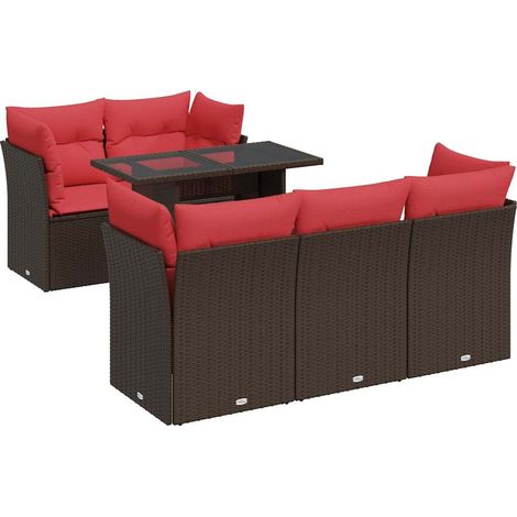 Maison Exclusive - Juego Sofá Jardín 6 Piezas con Cojines Marrón