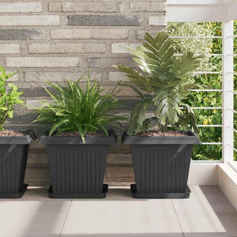 Quadratischer Blumentopf 6 pcs Schwarz 33 x 33 x 26 cm