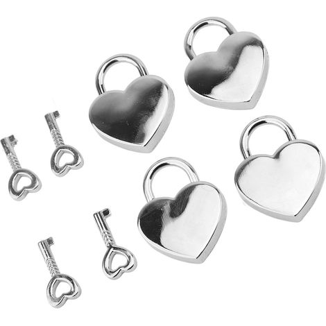 4er-Set herzförmige Metallschlösser mit Schlüsseln für Tagebücher, Bücher, Schmuckkästchen und Handtaschen (1/5)