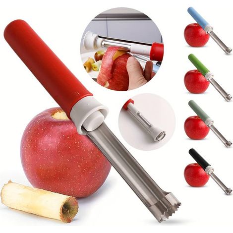 Teleskop-Obst- und Gemüseschäler, multifunktionaler Edelstahl-Schäler und Apfelentkerner, 2-in-1-Küchenutensil (rot)
