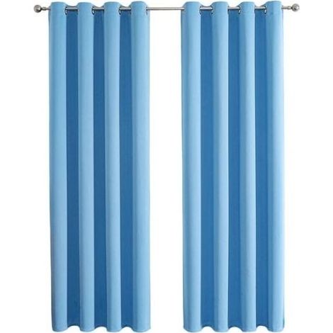 Garden FutureEnsemble de 2 Rideaux Occultants Thermiques à Oeillets Unis - Décoration Fenêtre Chambre 100x200cm - Bleu Ciel