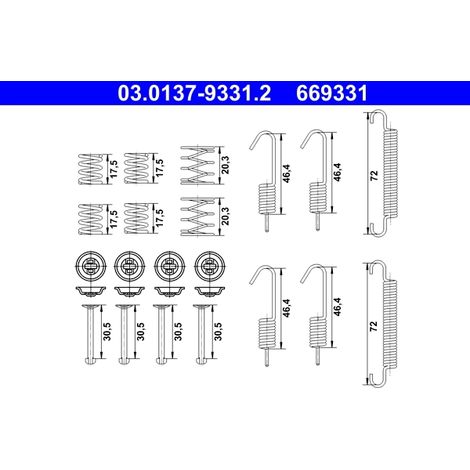 Kit d'accessoires, mâchoires de frein de stationnement ATE 03.0137-9331.2 KIA