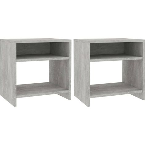 Set di 2 comodini con ripiano 40 x 30 x 40 cm multistrato grigio DEC035350