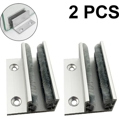 Support Pour Porte Coulissante En Verre - Fixation Au Sol - Épaisseur Verre 10 À 12 Mm - Séquenceur En Forme De U - 2 Pièces (1/5)